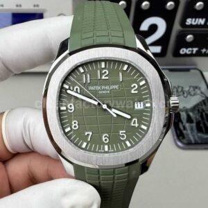 3K Factory Patek Philippe Aquanaut 42.2mm 5168G-010 White Gold，Avocado Green Rubber Strap Avocado Green Dial